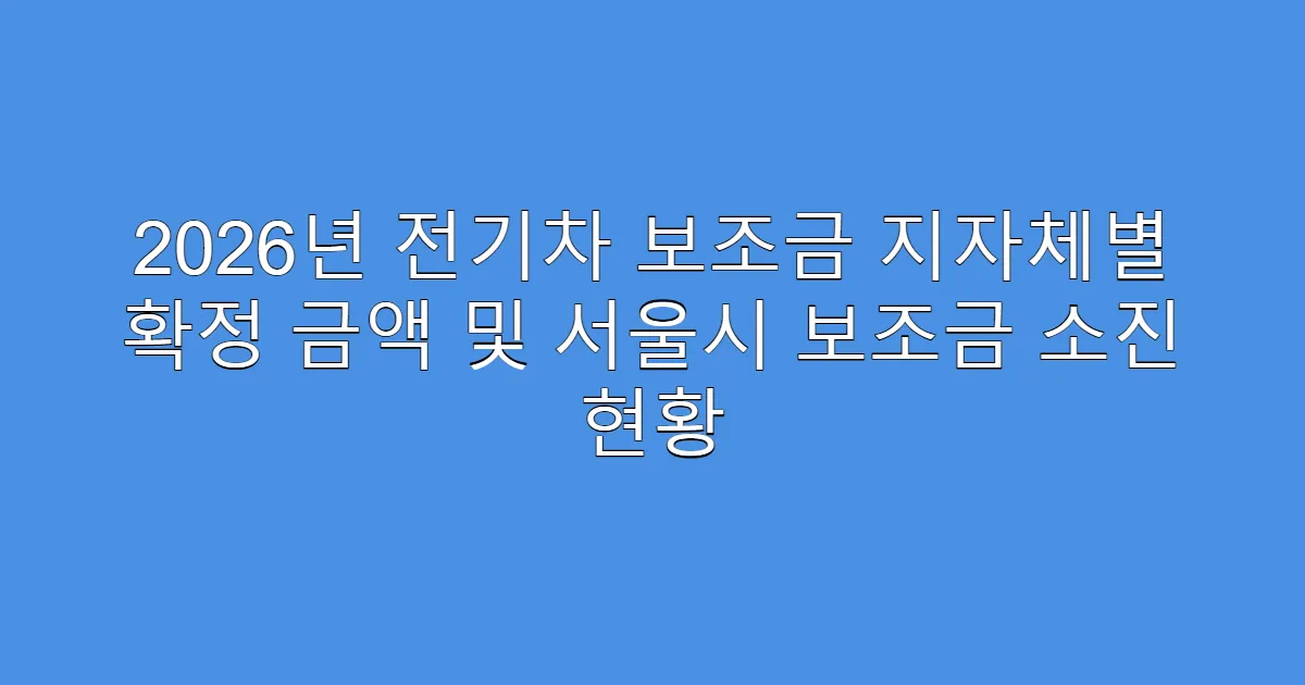 2026년 전기차 보조금 지자체별 확정 금액 및 서울시 보조금 소진 현황