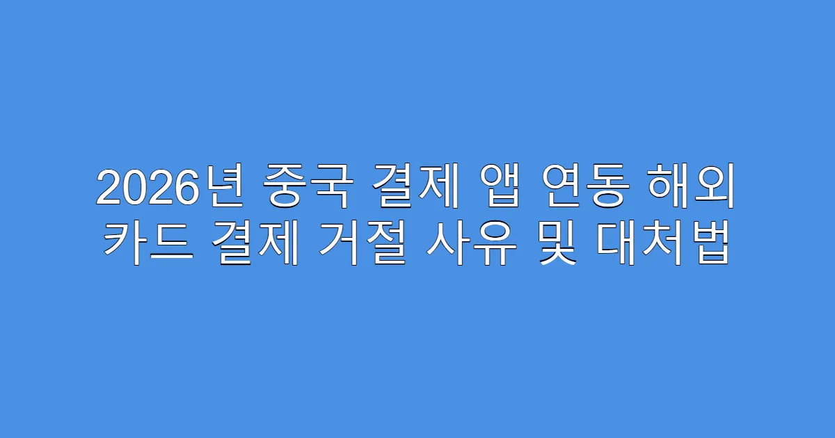 2026년 중국 결제 앱 연동 해외 카드 결제 거절 사유 및 대처법