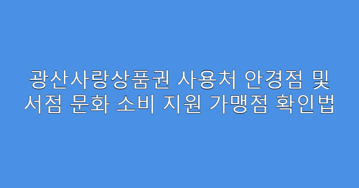 광산사랑상품권 사용처 안경점 및 서점 문화 소비 지원 가맹점 확인법