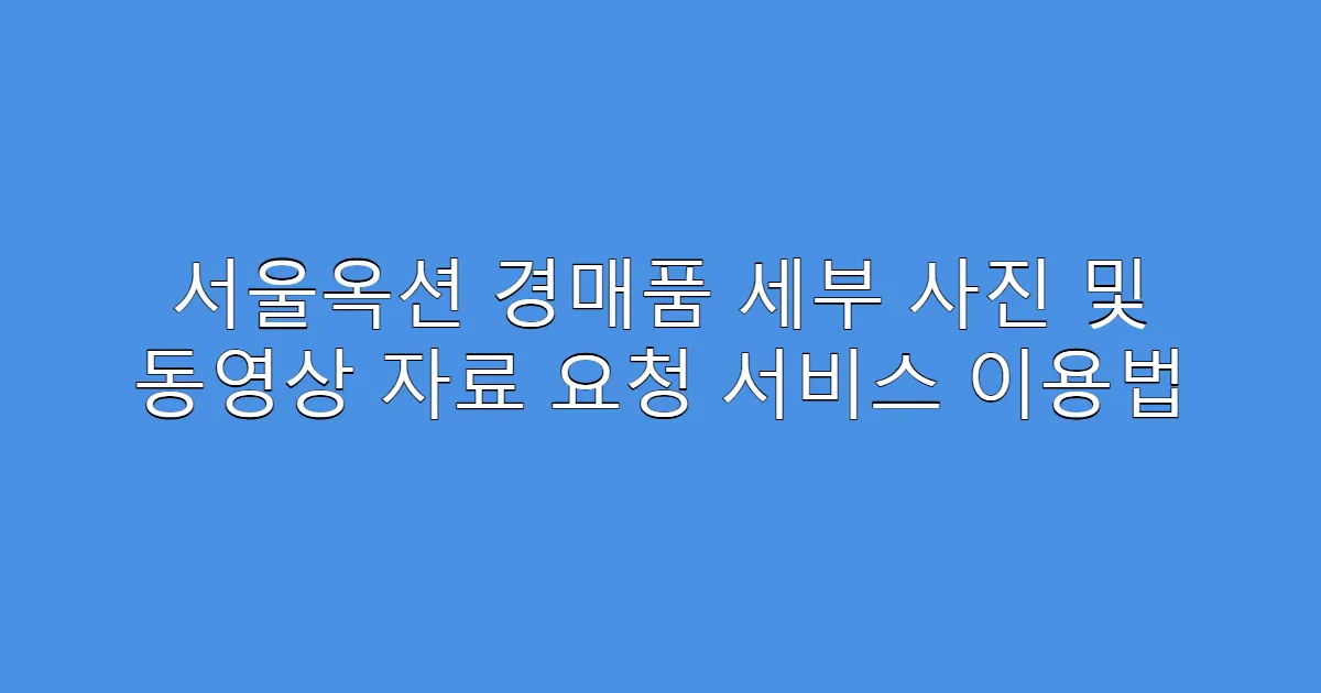 서울옥션 경매품 세부 사진 및 동영상 자료 요청 서비스 이용법