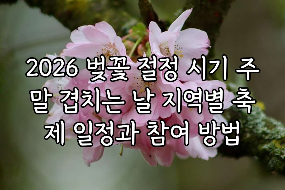 2026 벚꽃 절정 시기 주말 겹치는 날 지역별 축제 일정과 참여 방법