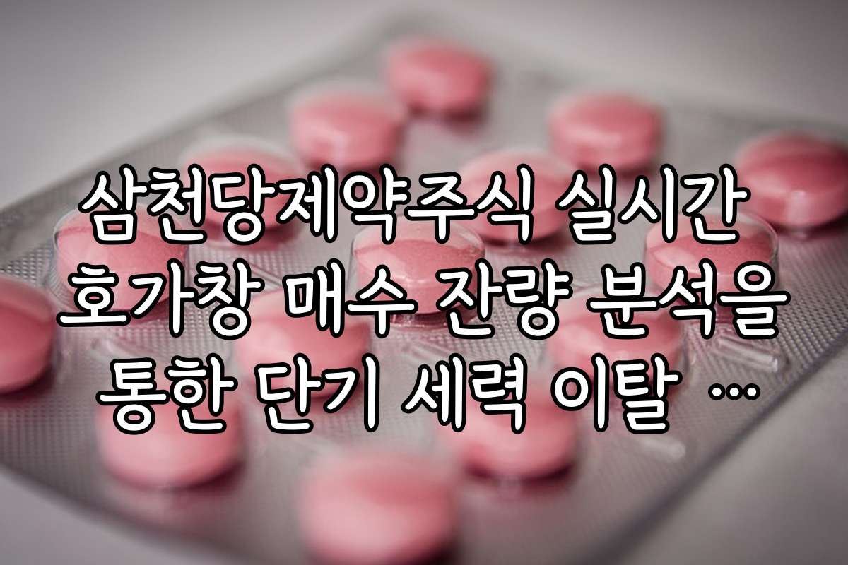 삼천당제약주식 실시간 호가창 매수 잔량 분석을 통한 단기 세력 이탈 점검