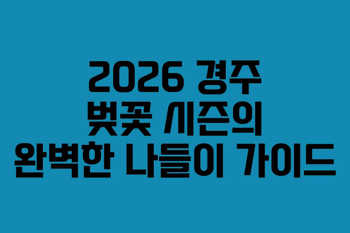 2026 경주 벚꽃 시즌의 완벽한 나들이 가이드