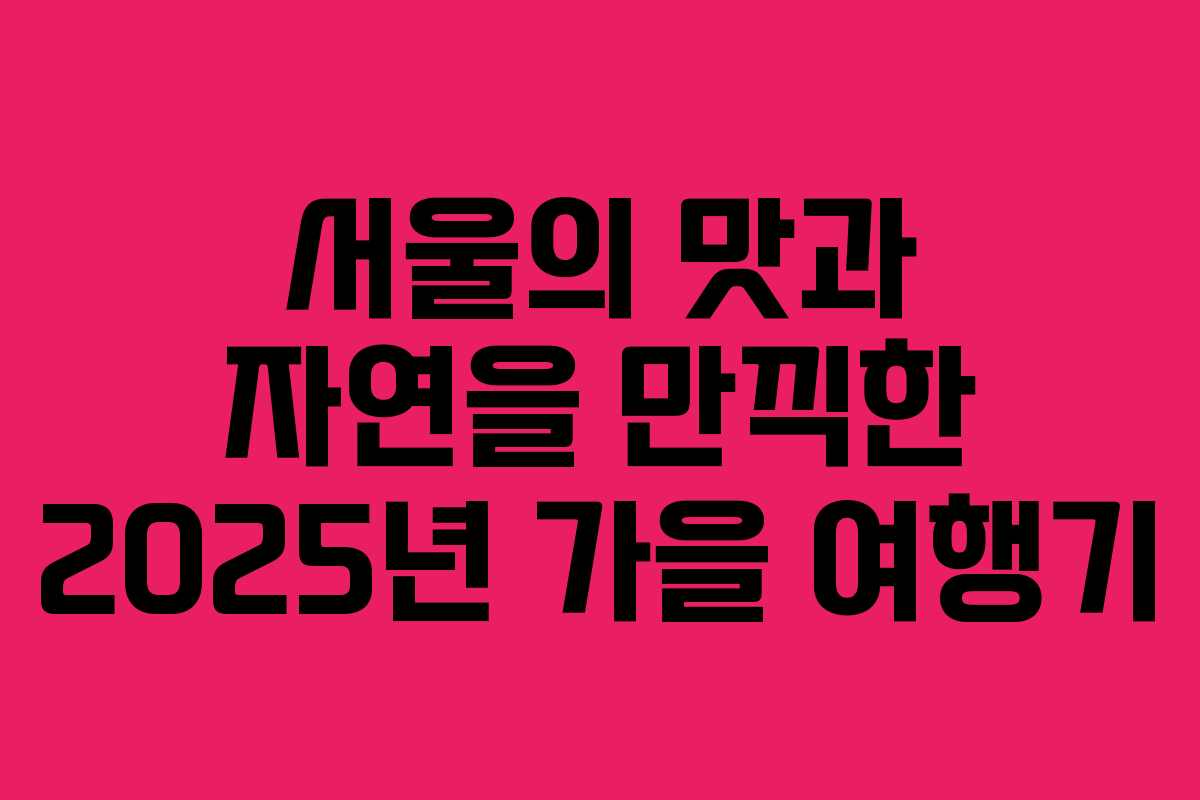 서울의 맛과 자연을 만끽한 2025년 가을 여행기