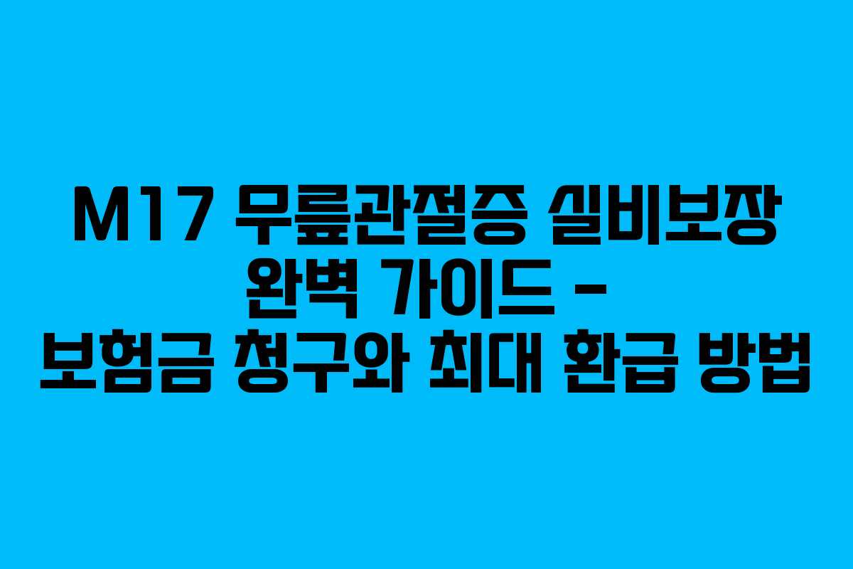 M17 무릎관절증 실비보장 완벽 가이드 – 보험금 청구와 최대 환급 방법