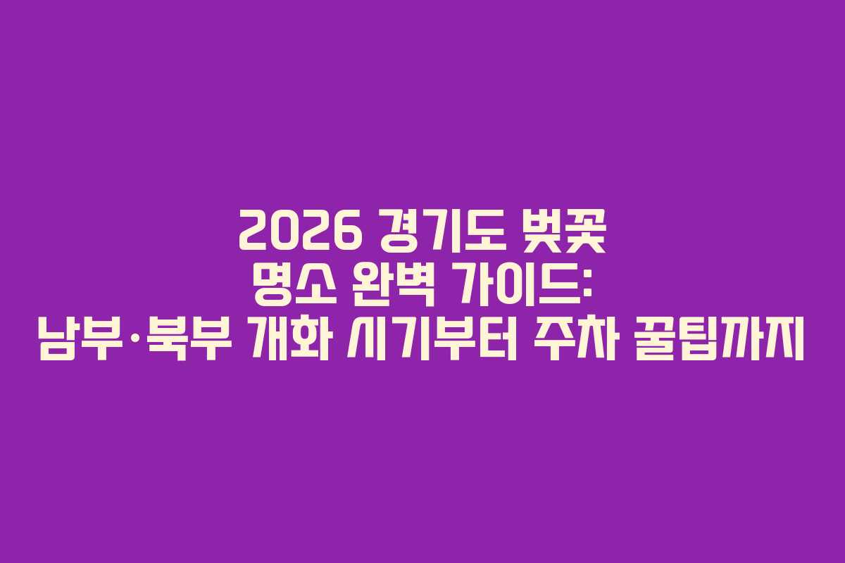 2026 경기도 벚꽃 명소 완벽 가이드: 남부·북부 개화 시기부터 주차 꿀팁까지