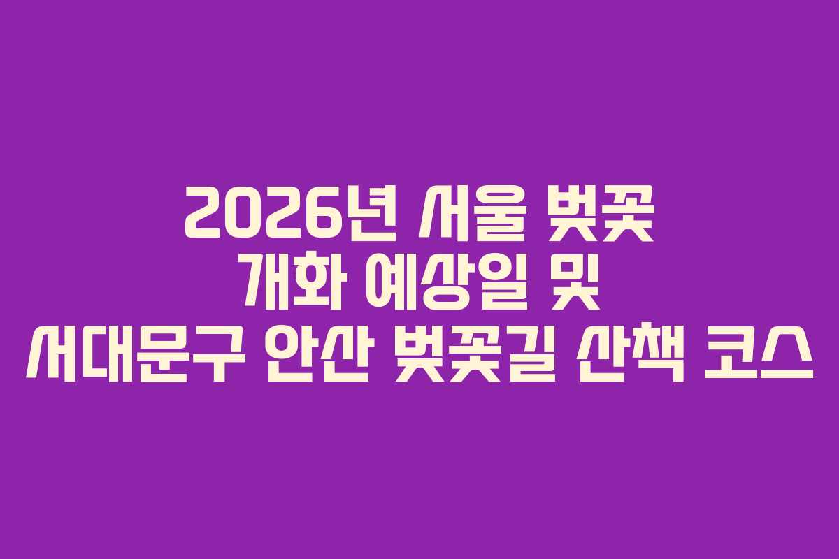 2026년 서울 벚꽃 개화 예상일 및 서대문구 안산 벚꽃길 산책 코스