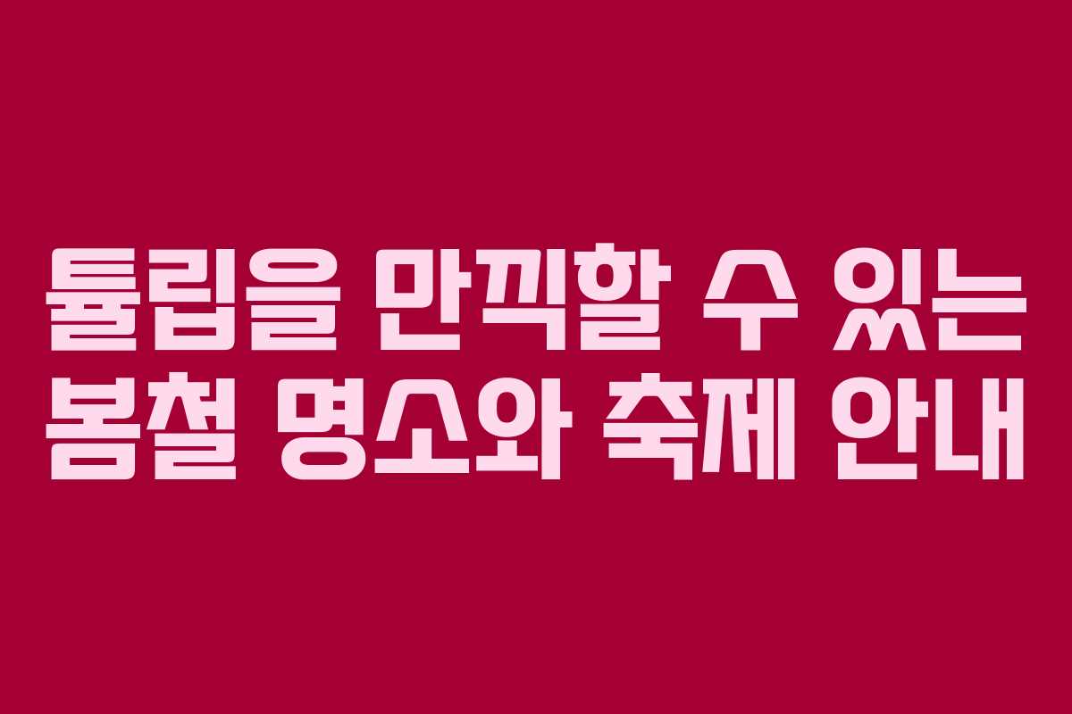 튤립을 만끽할 수 있는 봄철 명소와 축제 안내