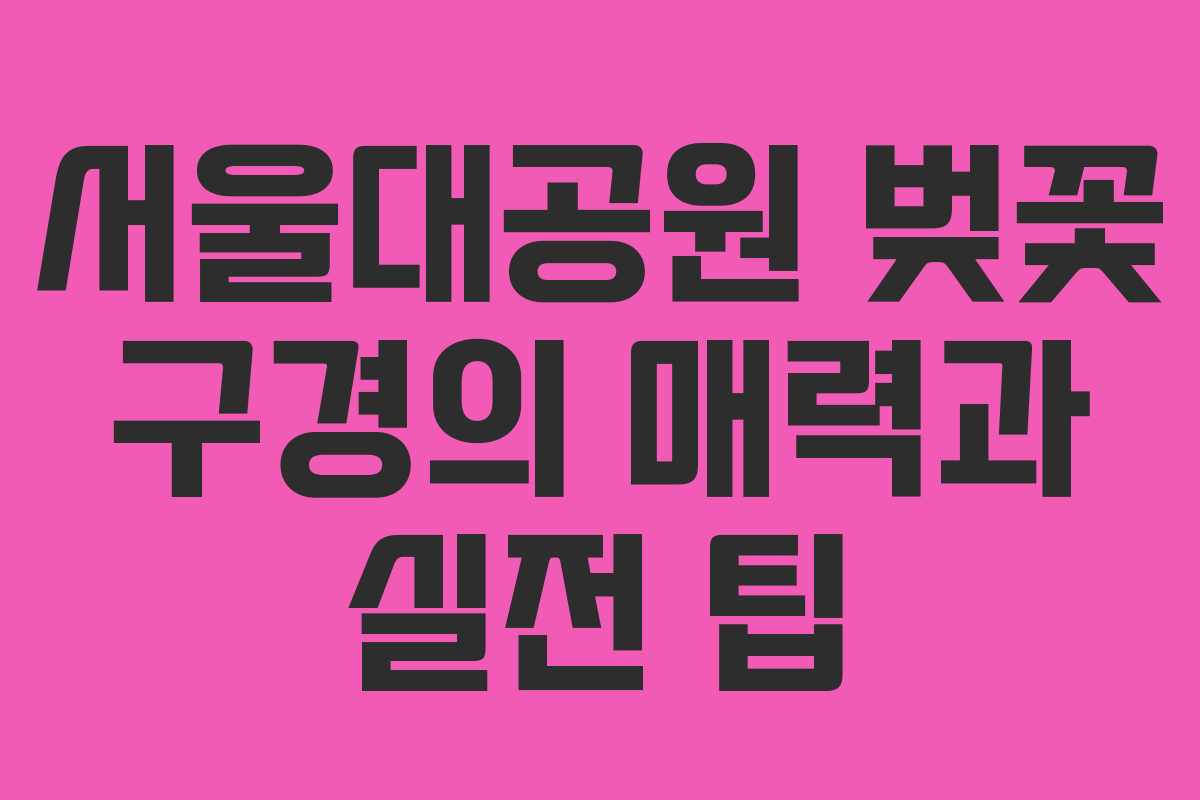 서울대공원 벚꽃 구경의 매력과 실전 팁