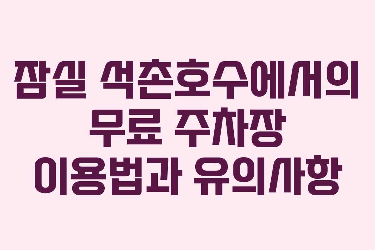 잠실 석촌호수에서의 무료 주차장 이용법과 유의사항