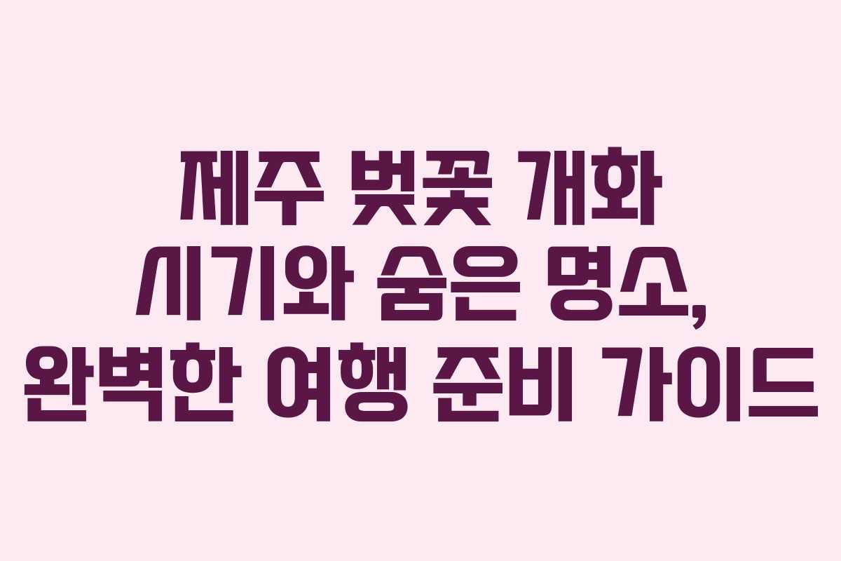 제주 벚꽃 개화 시기와 숨은 명소, 완벽한 여행 준비 가이드