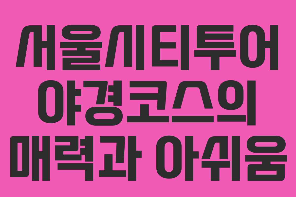 서울시티투어 야경코스의 매력과 아쉬움