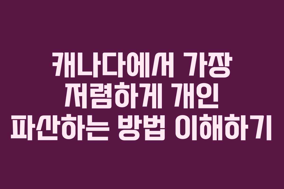 캐나다에서 가장 저렴하게 개인 파산하는 방법 이해하기
