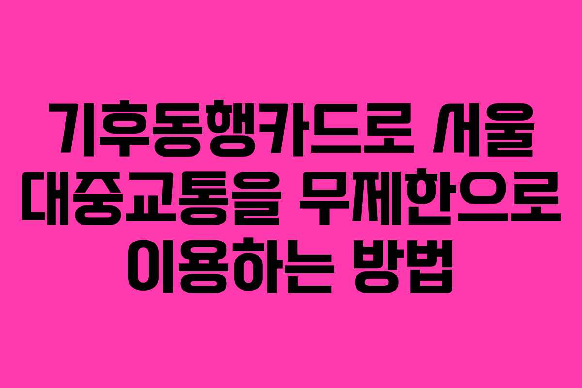 기후동행카드로 서울 대중교통을 무제한으로 이용하는 방법