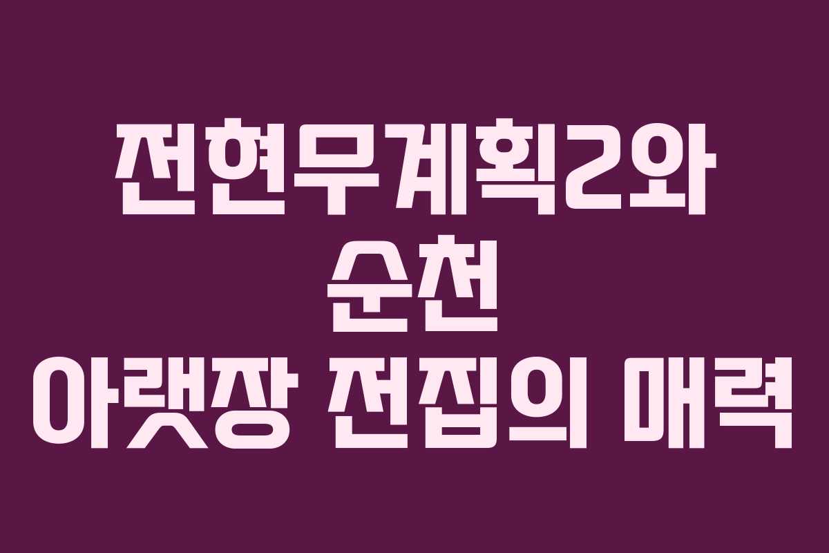 전현무계획2와 순천 아랫장 전집의 매력