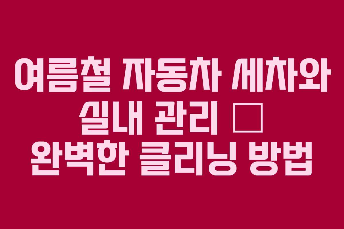 여름철 자동차 세차와 실내 관리 – 완벽한 클리닝 방법