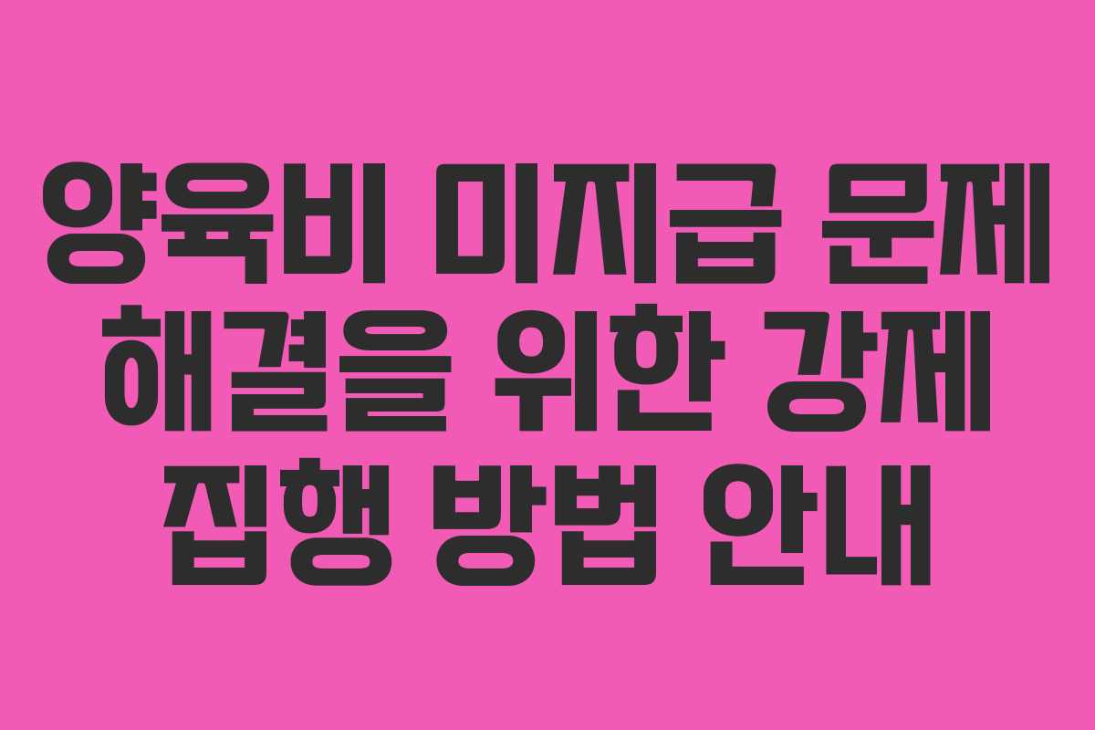 양육비 미지급 문제 해결을 위한 강제 집행 방법 안내