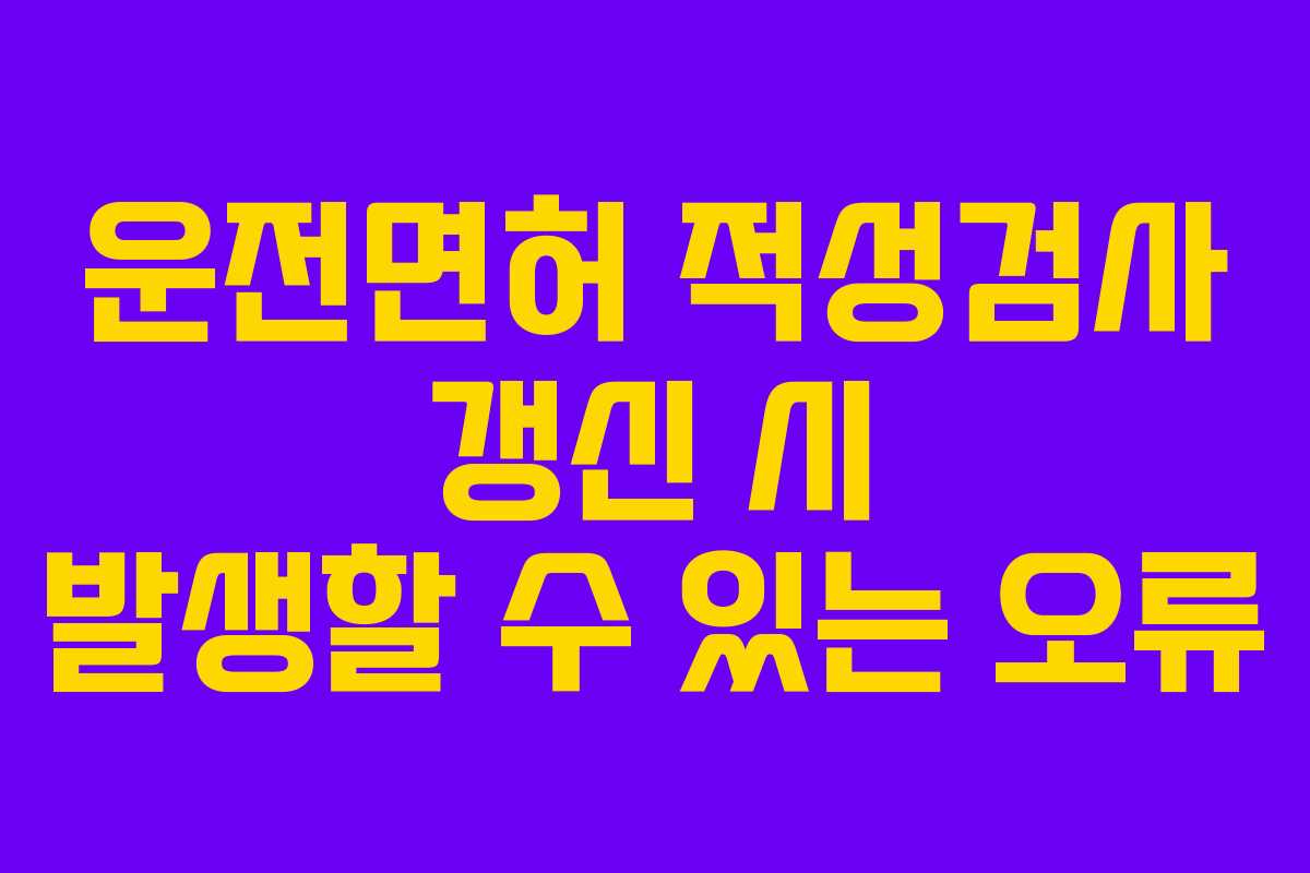 운전면허 적성검사 갱신 시 발생할 수 있는 오류