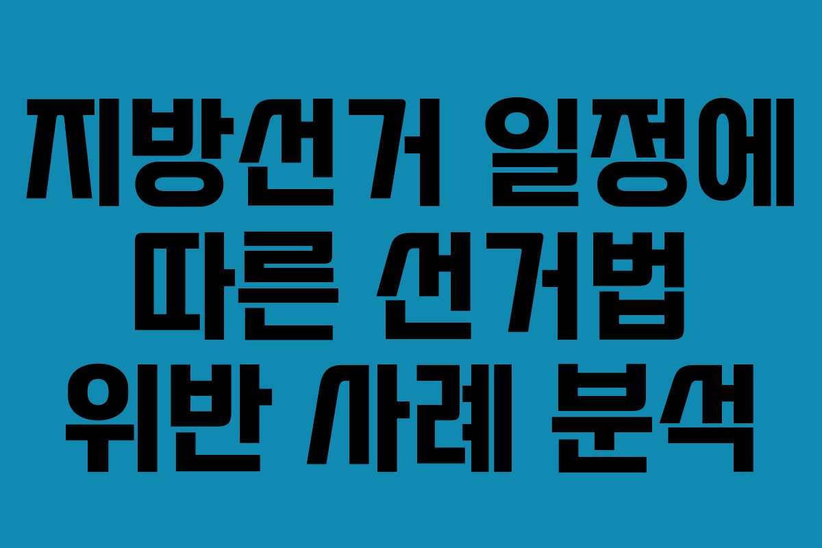 지방선거 일정에 따른 선거법 위반 사례 분석