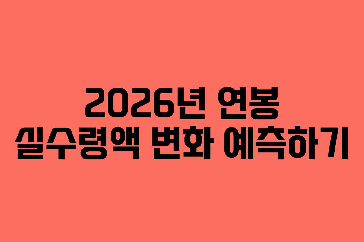 2026년 연봉 실수령액 변화 예측하기