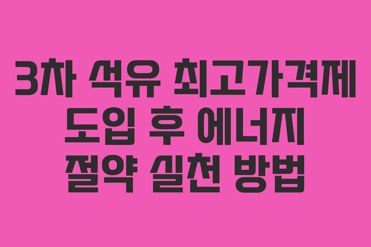 3차 석유 최고가격제 도입 후 에너지 절약 실천 방법