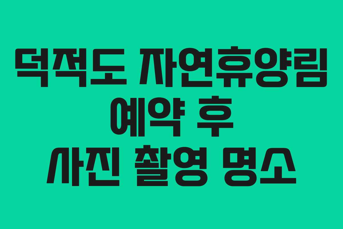 덕적도 자연휴양림 예약 후 사진 촬영 명소