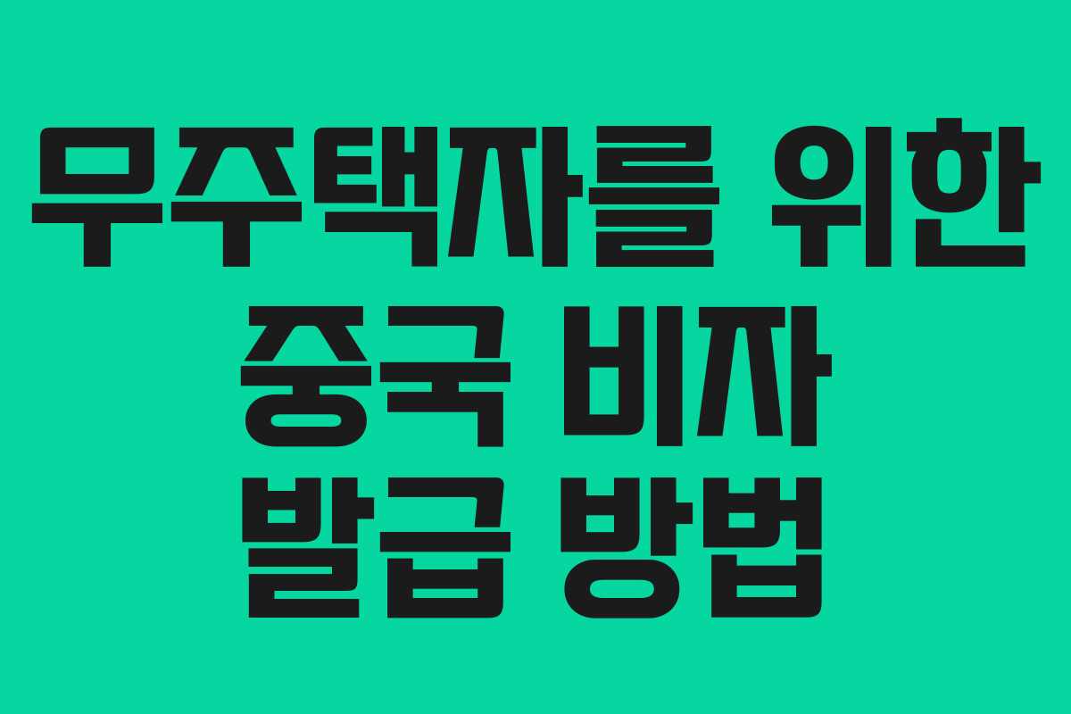 무주택자를 위한 중국 비자 발급 방법