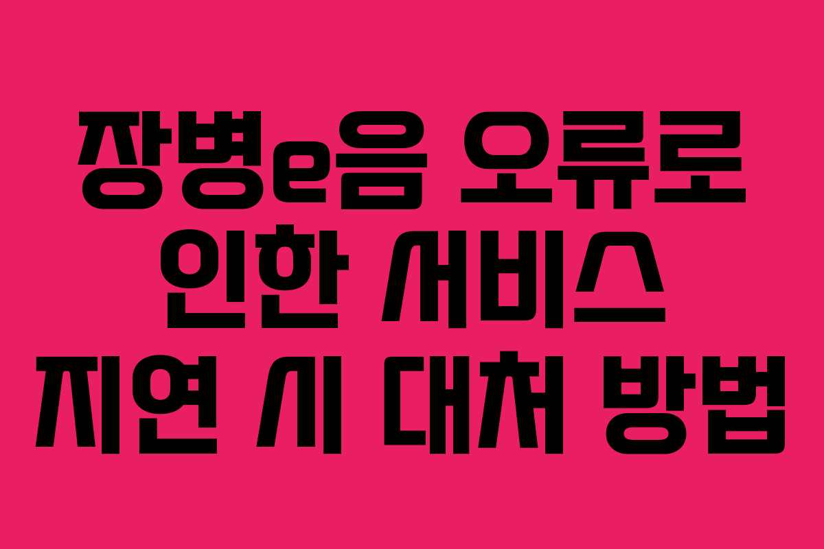 장병e음 오류로 인한 서비스 지연 시 대처 방법