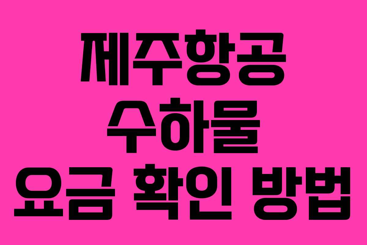 제주항공 수하물 요금 확인 방법