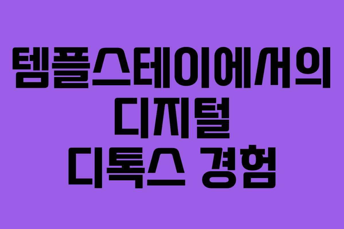 템플스테이에서의 디지털 디톡스 경험