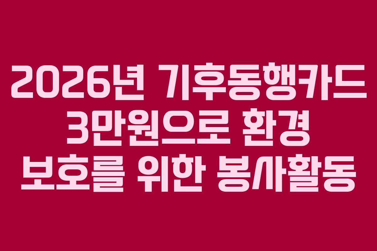 2026년 기후동행카드 3만원으로 환경 보호를 위한 봉사활동