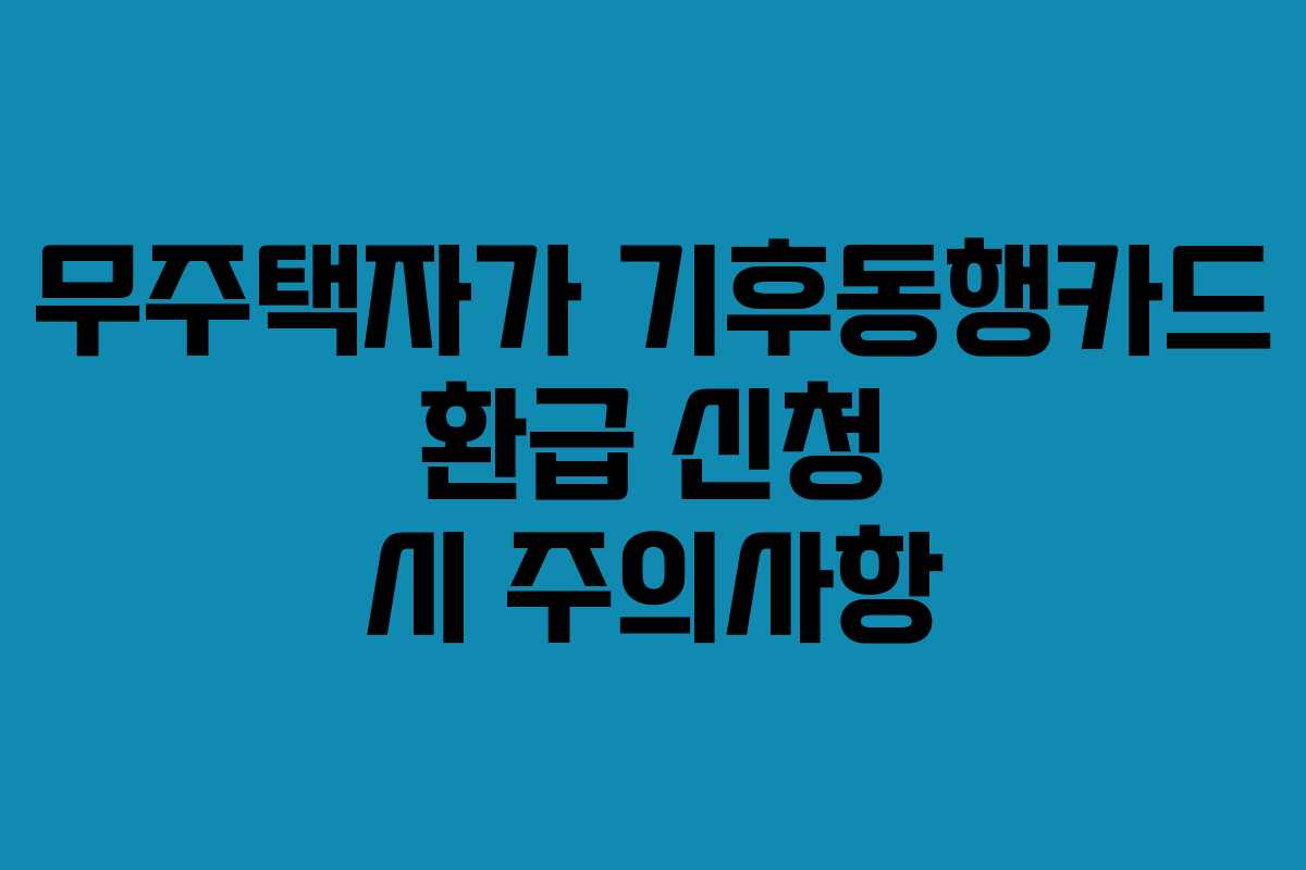 무주택자가 기후동행카드 환급 신청 시 주의사항