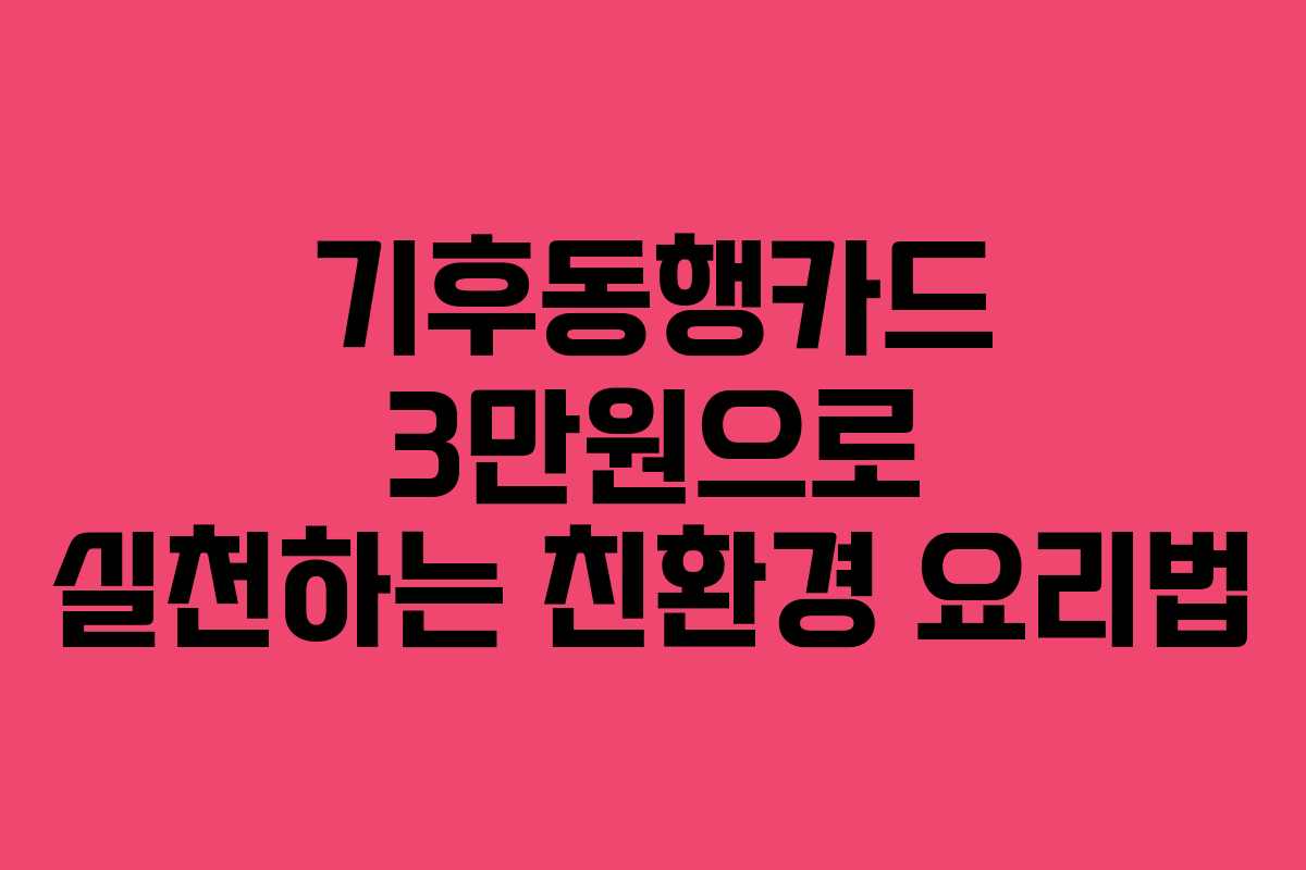 기후동행카드 3만원으로 실천하는 친환경 요리법