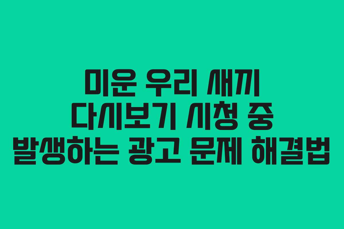 미운 우리 새끼 다시보기 시청 중 발생하는 광고 문제 해결법