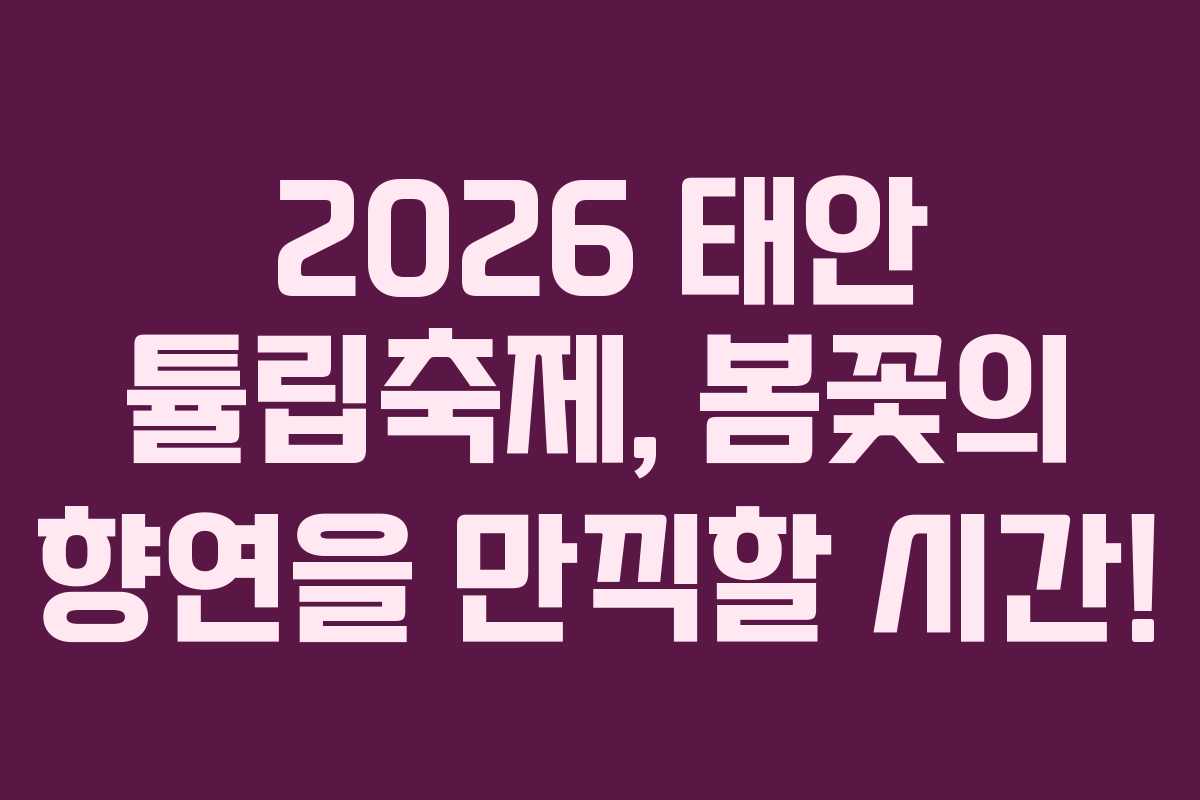 2026 태안 튤립축제, 봄꽃의 향연을 만끽할 시간!