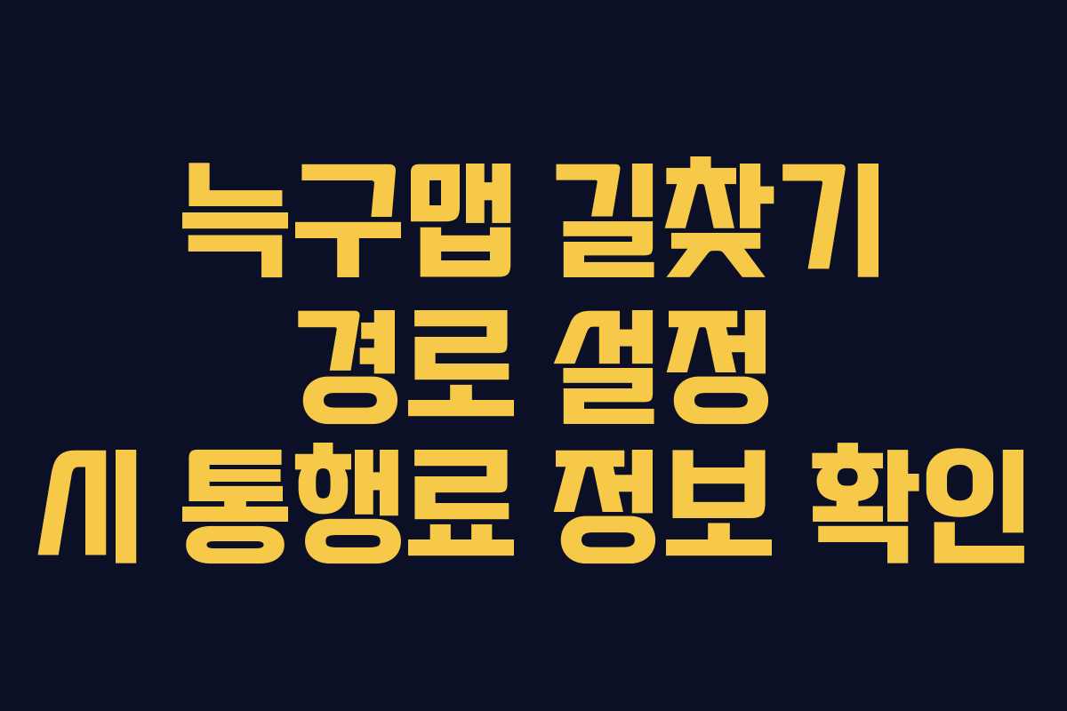 늑구맵 길찾기 경로 설정 시 통행료 정보 확인