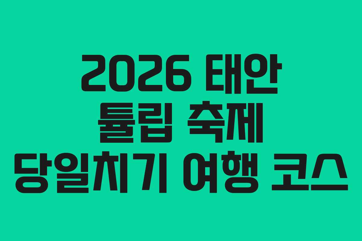 2026 태안 튤립 축제 당일치기 여행 코스