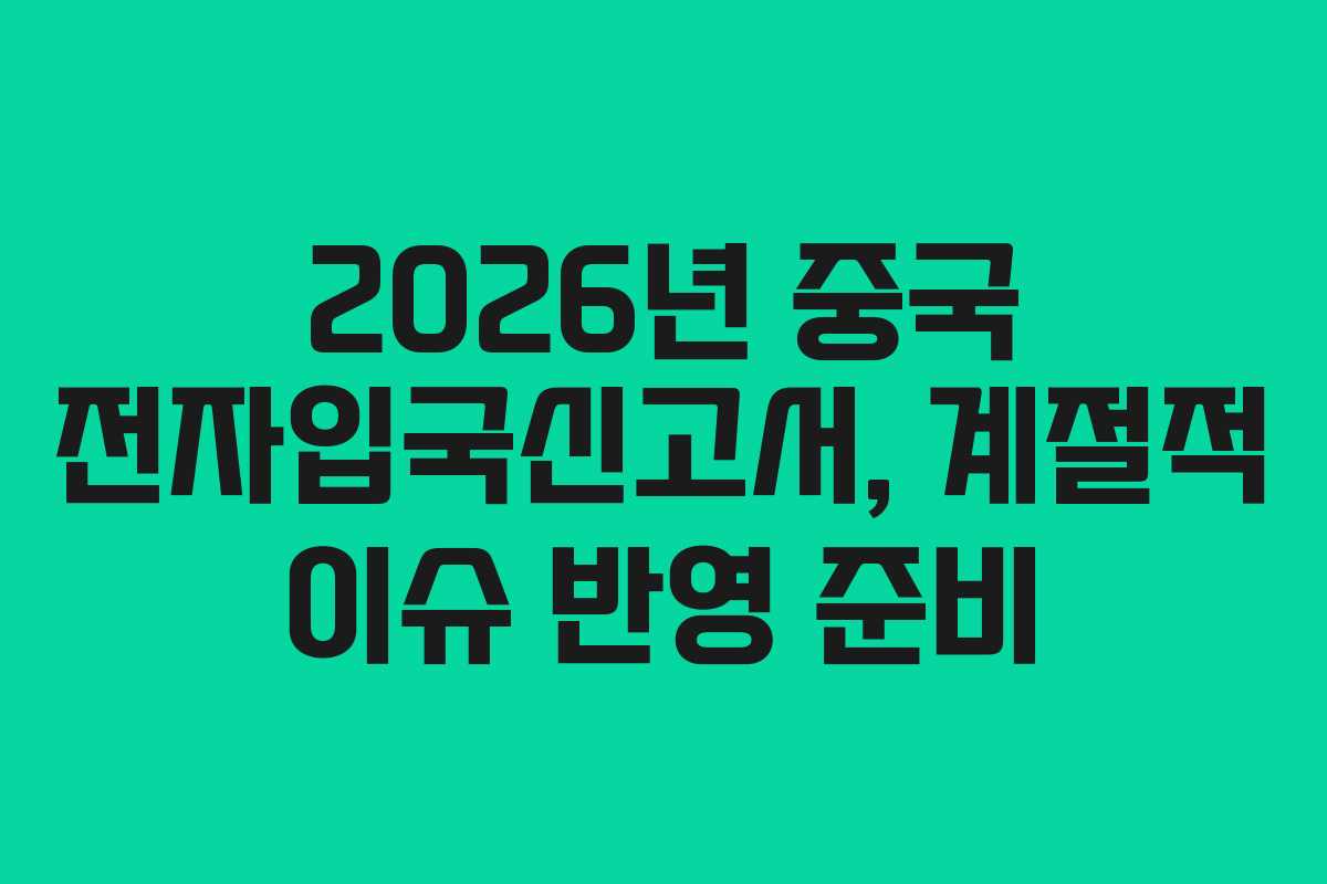 2026년 중국 전자입국신고서, 계절적 이슈 반영 준비