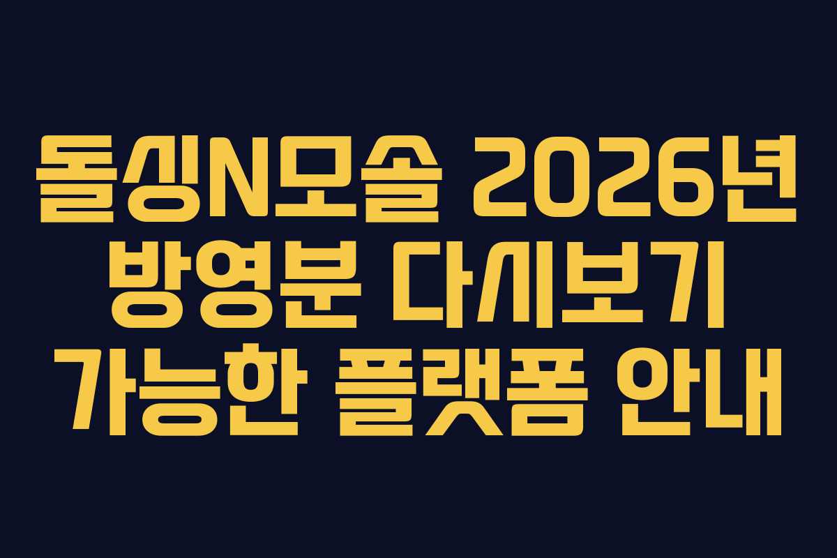 돌싱N모솔 2026년 방영분 다시보기 가능한 플랫폼 안내