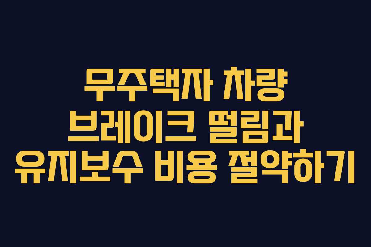 무주택자 차량 브레이크 떨림과 유지보수 비용 절약하기