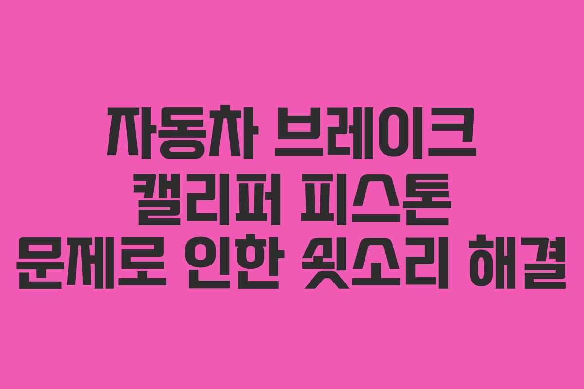자동차 브레이크 캘리퍼 피스톤 문제로 인한 쇳소리 해결