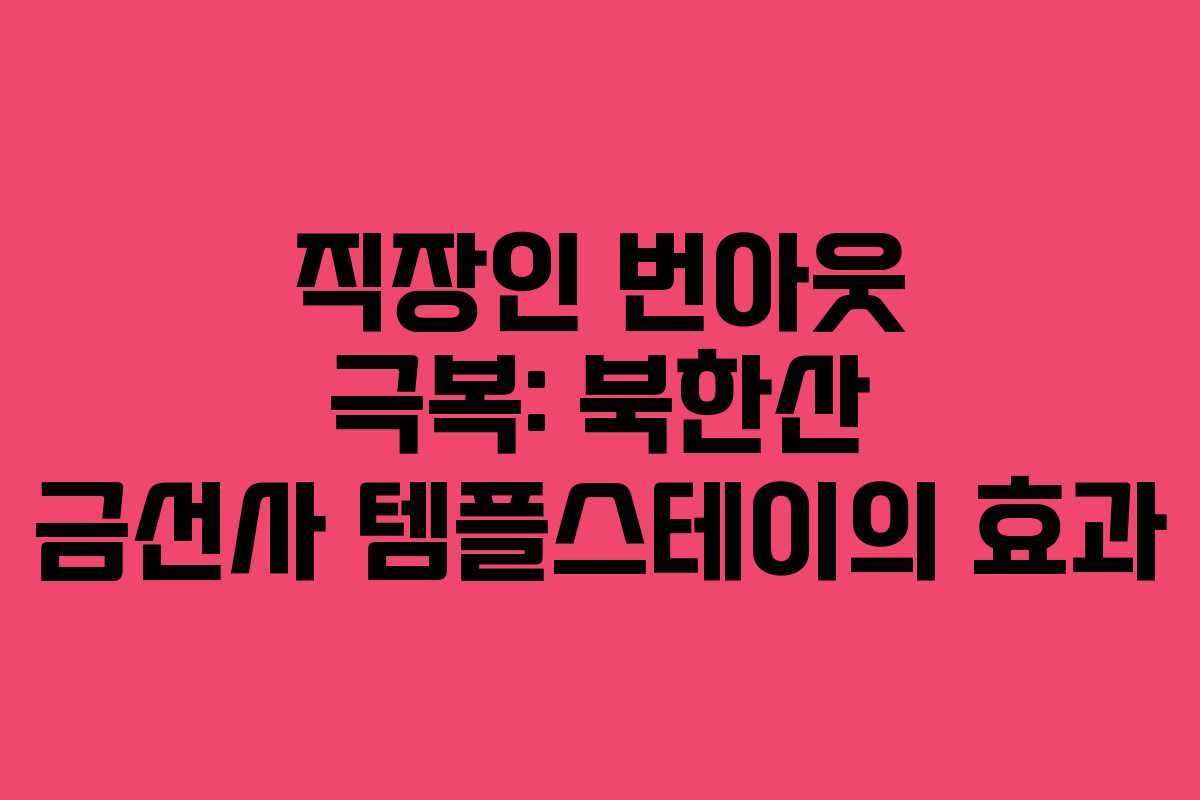 직장인-번아웃-극복-북한산-금선사-템플스테이의-효과