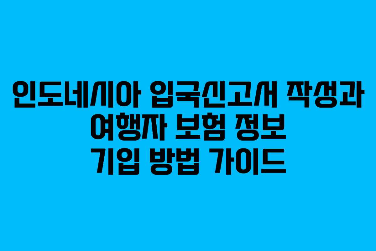 인도네시아 입국신고서 작성과 여행자 보험 정보 기입 방법 가이드