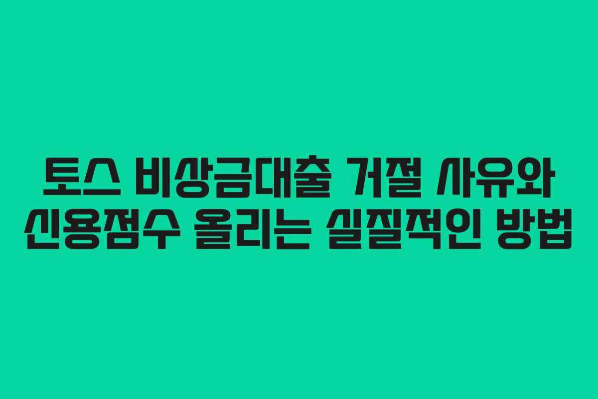토스 비상금대출 거절 사유와 신용점수 올리는 실질적인 방법