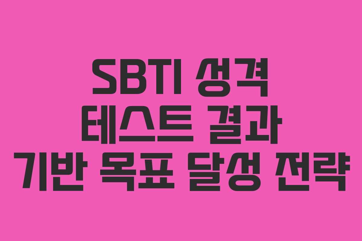 SBTI 성격 테스트 결과 기반 목표 달성 전략