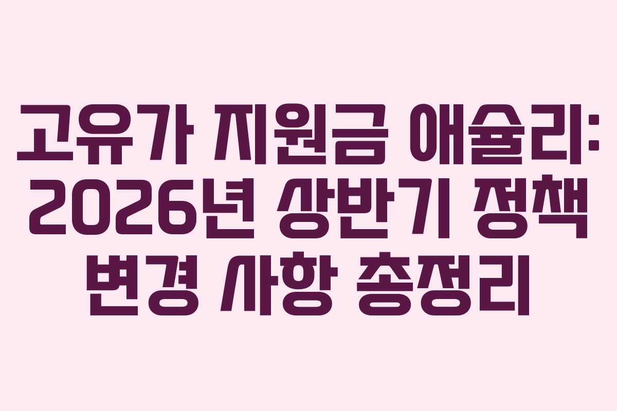 고유가 지원금 애슐리: 2026년 상반기 정책 변경 사항 총정리