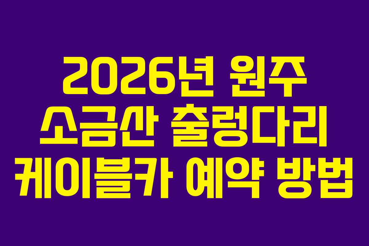 2026년 원주 소금산 출렁다리 케이블카 예약 방법