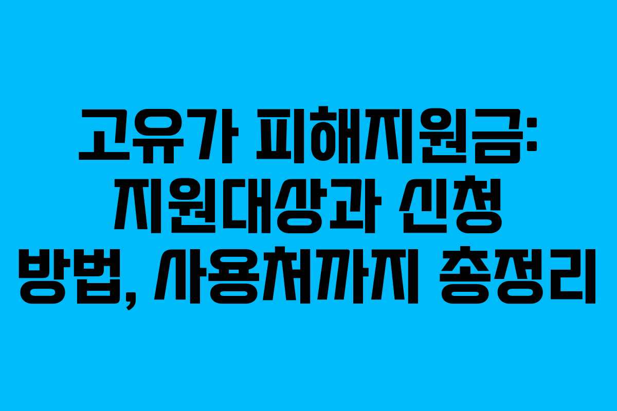 고유가 피해지원금: 지원대상과 신청 방법, 사용처까지 총정리