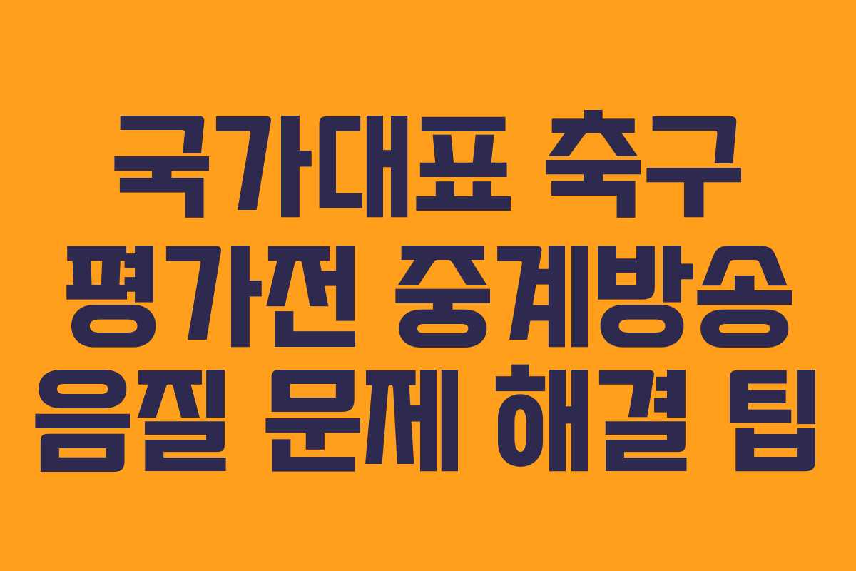 국가대표 축구 평가전 중계방송 음질 문제 해결 팁