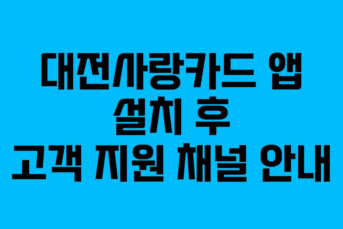 대전사랑카드 앱 설치 후 고객 지원 채널 안내